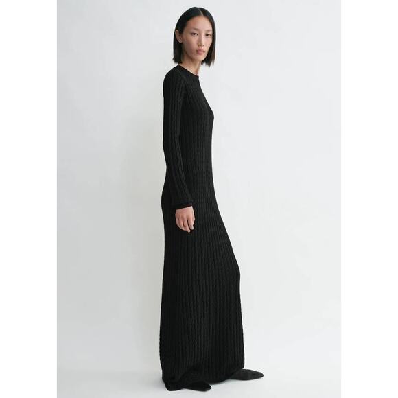 TOTEME Cable Knit Maxi Dress in Black XXS - Picture 3 of 4